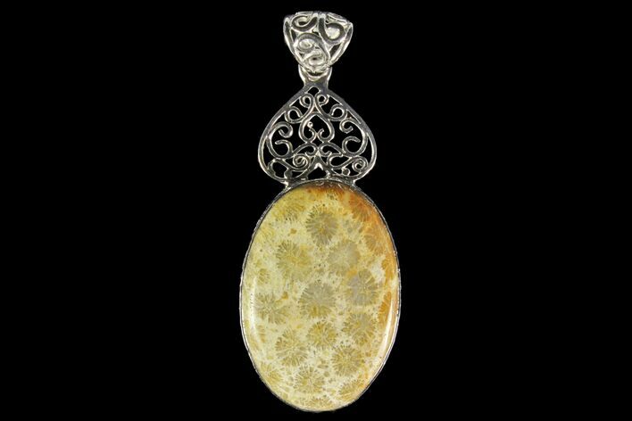 Million Year Old Fossil Coral Pendant - Sterling Silver #142286